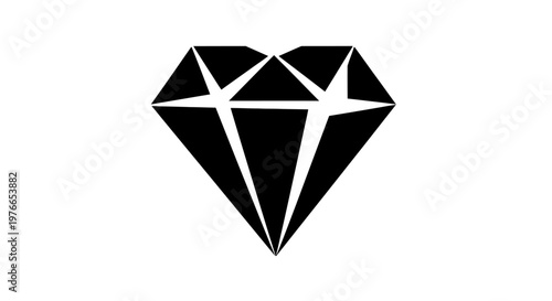 Black Diamond Gemstone Icon Symbol.