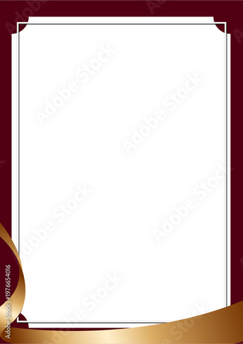 Elegant Burgundy and Gold Certificate Border with Ribbon Accent.