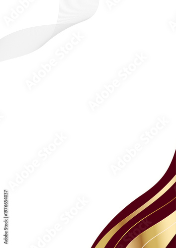 Fotografie Elegant Abstract Swirls of Burgundy and Gold on White Background.