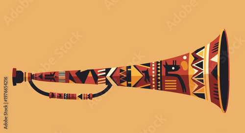 Vibrant African Horn Instrument with Tribal Patterns