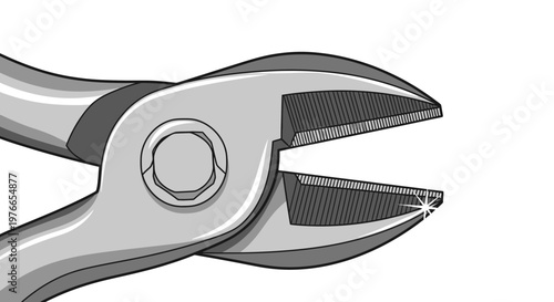 Close-up of Metal Cutting Pliers with Spark