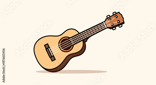 Ukulele on a beige background acoustic guitar vector illustration