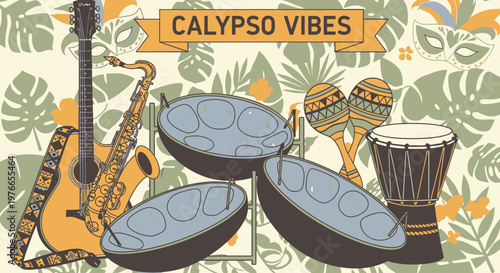 Calypso Vibes Music Instruments Illustration