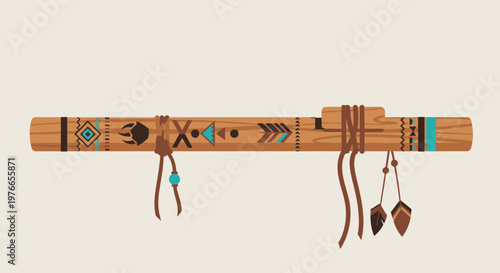 Native American Flute with Leather and Turquoise Decor