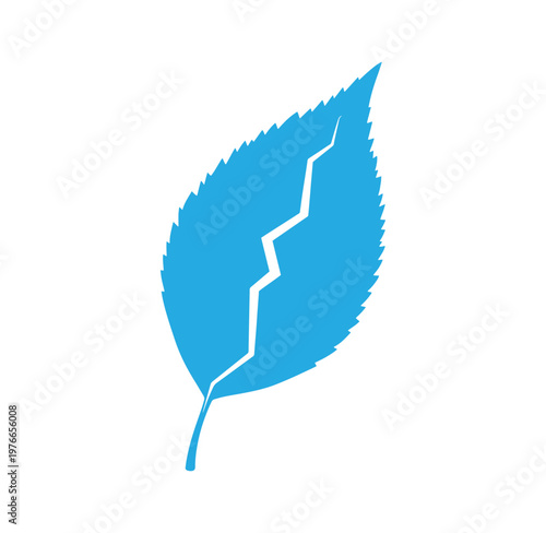 blue leaf with crack symbolizing ecology and environmental issues concept