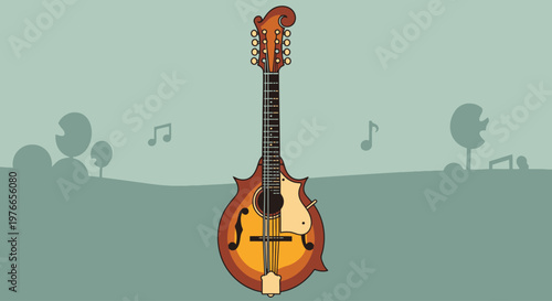 Mandolin on a Hill Illustration