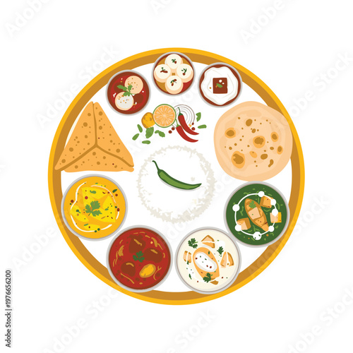 Traditional Indian thali serving various dishes on Jamai Sasthi