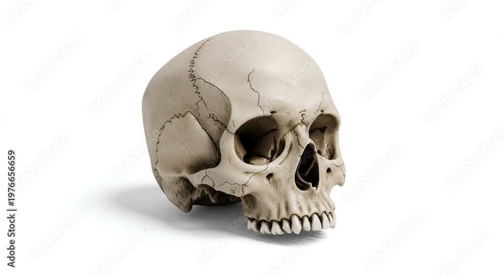 Obraz premium Human Skull Model on White Background.