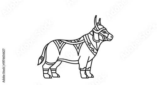 Decorative Donkey Illustration with Tribal Patterns