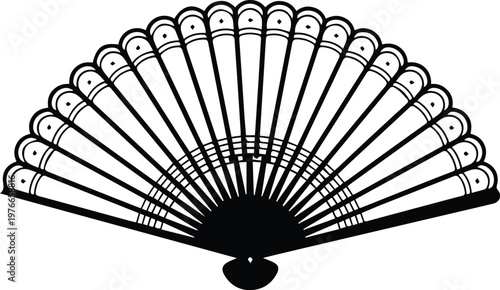 Minimalist black hand fan silhouette vector icon