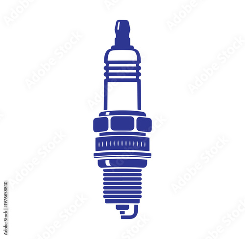 Blue spark plug icon in a simple style for technology or engineering concepts