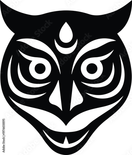 Minimalist black traditional mangal shobhajatra mask silhouette vector icon