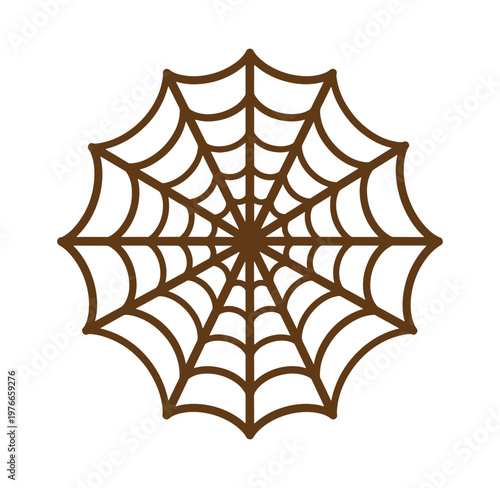 Brown spider web illustration on white background for halloween or nature designs