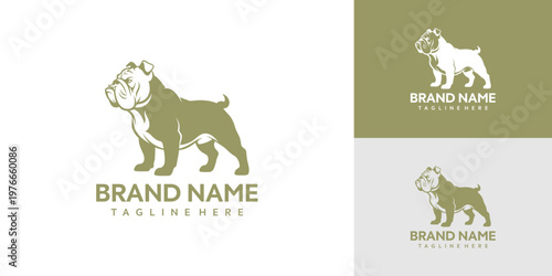 Bulldog logo design template with brand name.