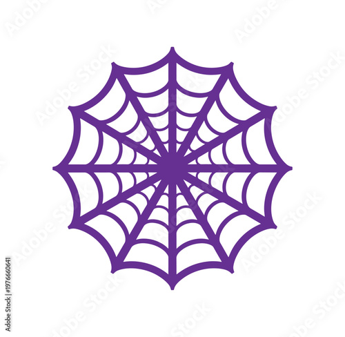 Purple spider web illustration on white background for halloween or decoration