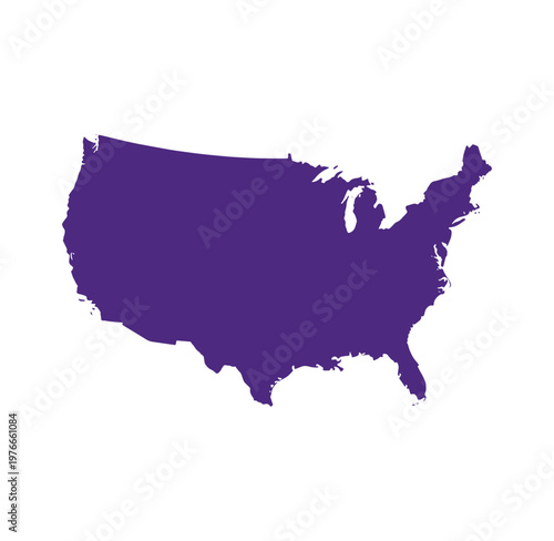 United States of America map in purple color on white background
