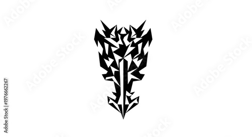 Black tribal tattoo design on white.