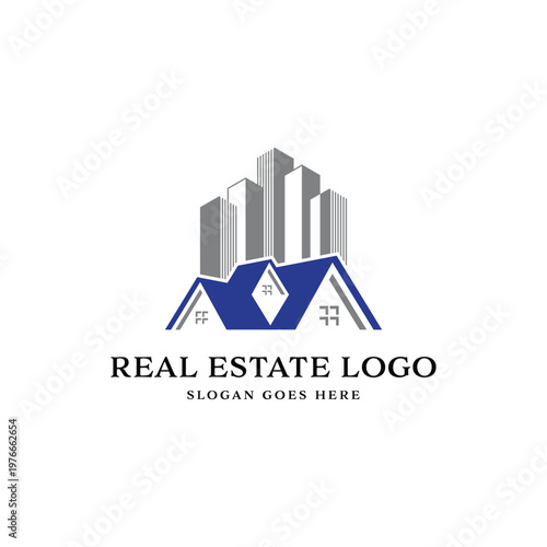 Modern Real Estate Logo Blue