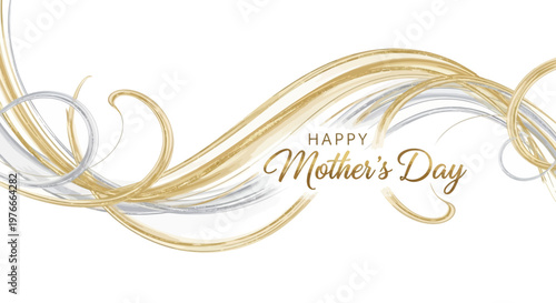 Happy Mothers Day gold and silver swirly design
