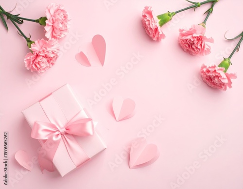 Elegant pink rose floral illustration featuring a decorative blossom border and heart ornament on a spring wedding greeting card background