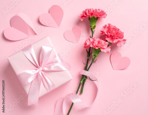 Elegant pink rose floral illustration featuring a decorative blossom border and heart ornament on a spring wedding greeting card background