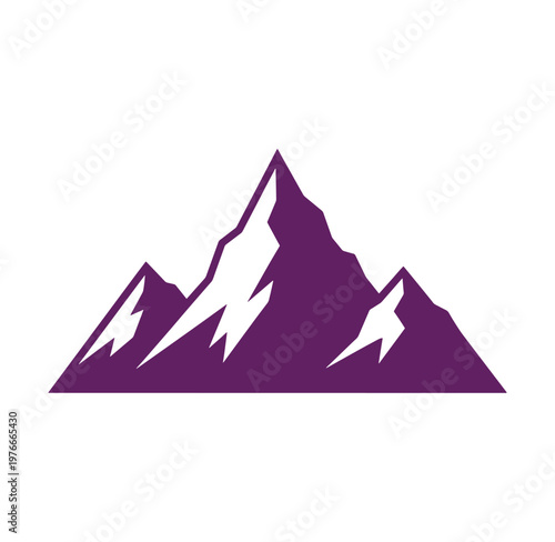 Purple mountain range silhouette graphic design element landscape