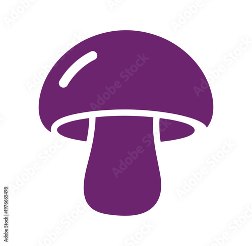 Purple mushroom icon with white outline on transparent background