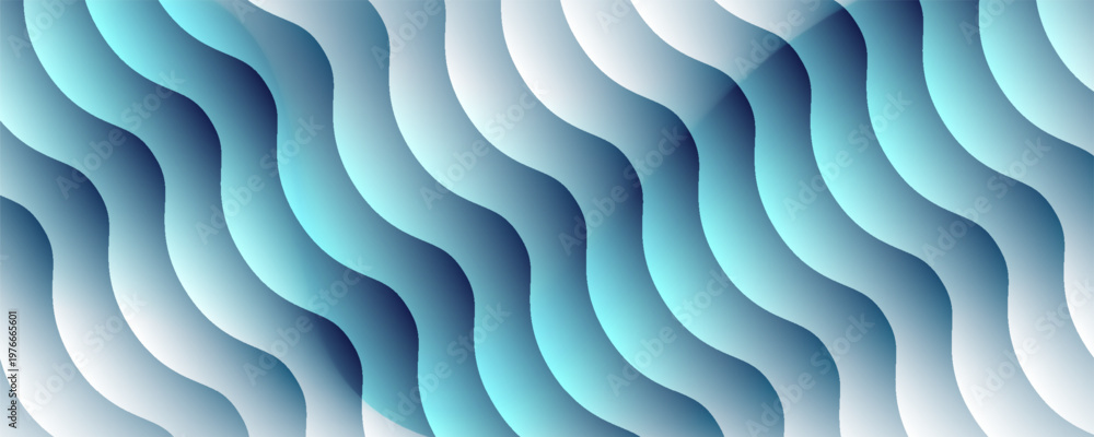 Obraz premium Blue gradient distortion with vertical ripple texture, frosted glass effect and icy reeded lines. Minimal blur surface with cool tones and subtle wave pattern. Vector illustration