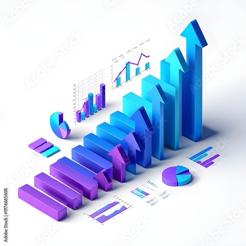 business graph on white background