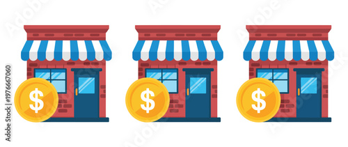 Bitcoin exchange store icon, simple vector illustration combining shop and bitcoin symbol, representing crypto trading, online payments, and digital economy, perfect for UI, infographics