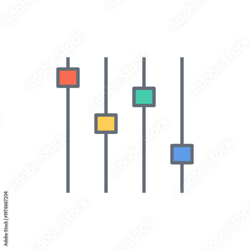 Minimalist Audio Mixer Slider Control Icon Flat Design