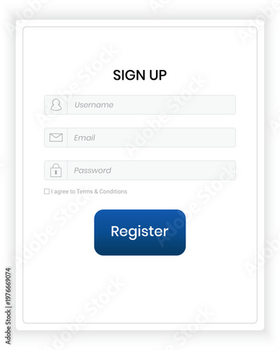 Minimal Clean Sign Up Form UI with Soft Light Background and Blue Register Button