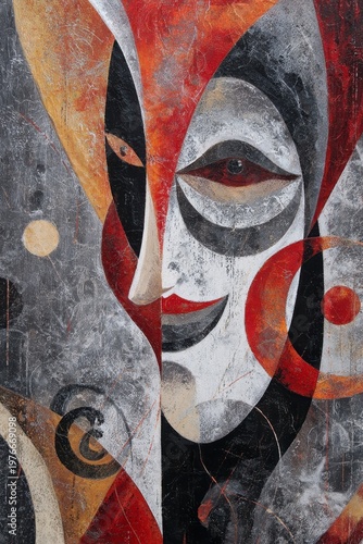 Abstract Portrait with Bold Colors and Shapes
