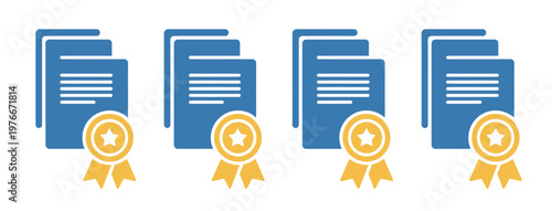 Certificate icon, achievement icon, award icon, diploma icon, vector illustration, clean and modern design representing success, recognition, and accomplishment, ideal for educational, corporate