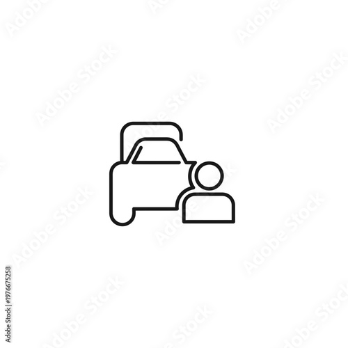 Car and person outline icon representing ride sharing or driver passenger