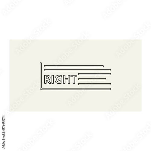 Right text alignment icon for document and UI design with alignment, document