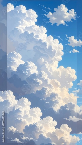 A serene blue sky filled with fluffy white clouds (1)