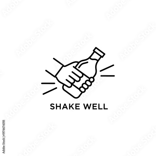 Shake well instruction icon linear style with instruction medicine pharmacy