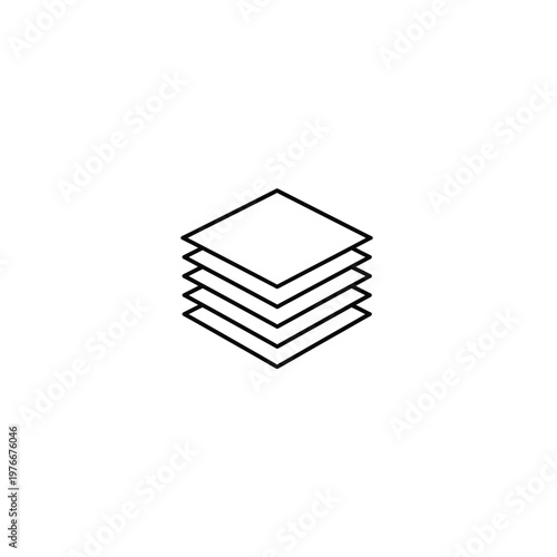 Stacked square layers isometric line icon with isometric geometric structure