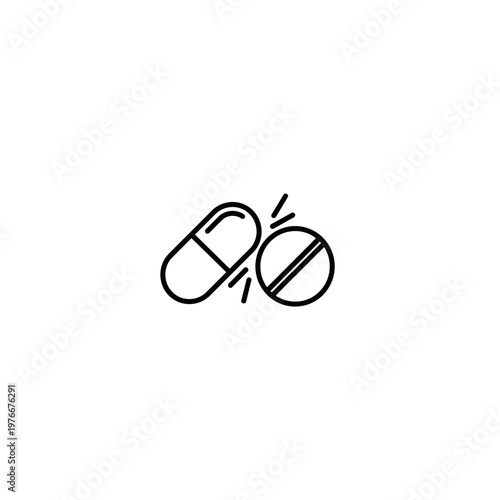 Pharmaceutical medicine pill and tablet icon with medicine pharmacy supplement