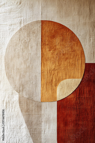 Minimalist Geometric Artwork with Textured Circle Design
