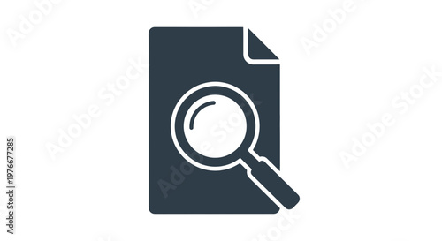 Magnifying Glass on Document Icon Graphic.