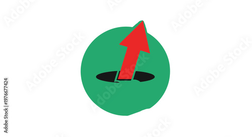 Red Arrow Emerging from Green Circle.