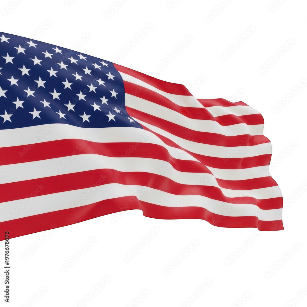 Fototapeta premium The American flag waving on a transparent background
