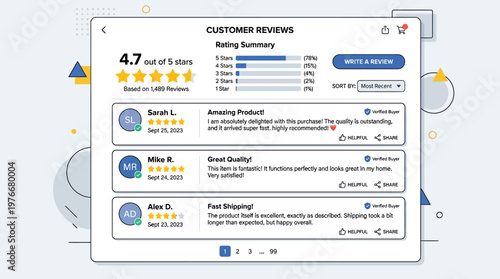 Customer reviews and ratings interface.