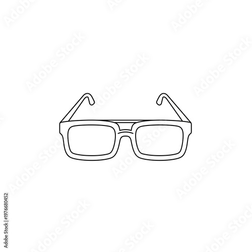 Minimalist thin line icon of rectangular glasses frame with spectacles, eyesight