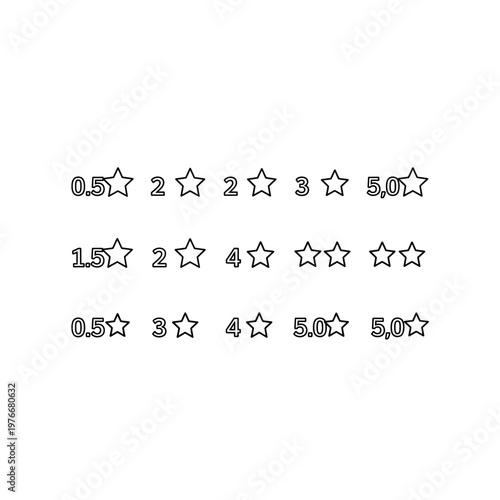 Set of star rating symbols for customer reviews and feedback with feedback