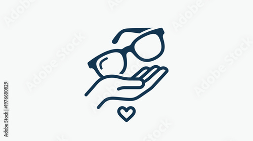 Caring for Vision Hand Holding Eyeglasses Icon