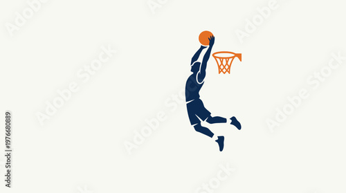 Basketball Player Dunking in Action with Orange Ball