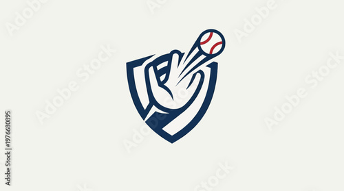 Baseball Logo with Ball and Hand Shield Design